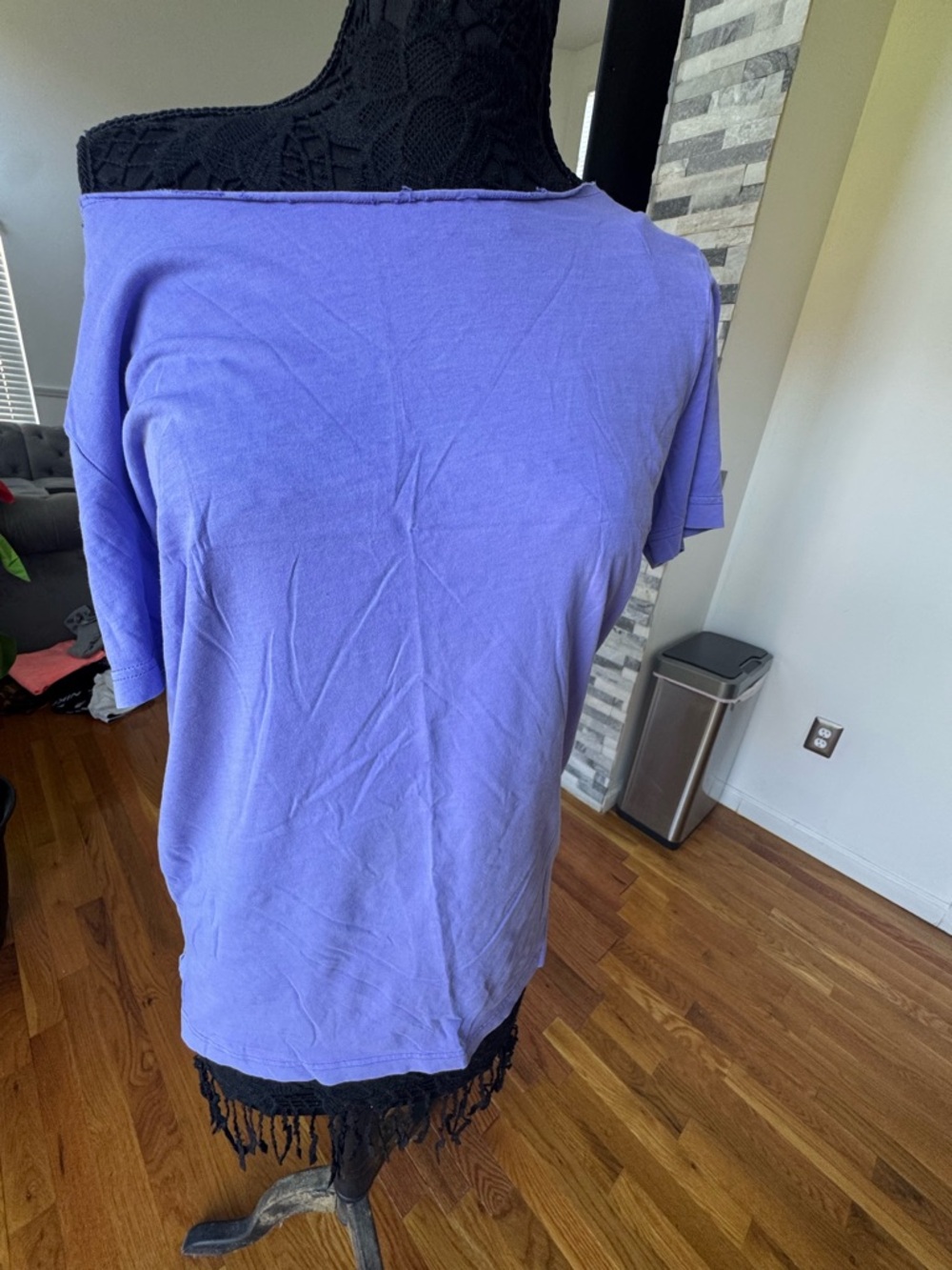 PINK Victoria's Secret Lavender Off-Shoulder Short Sleeve Tee